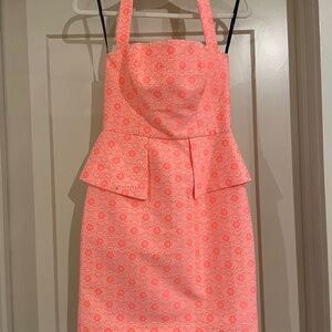 Peplum pink print dress